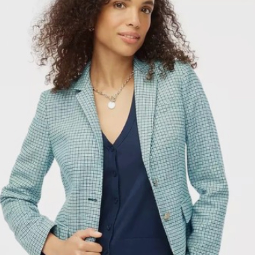 J. Crew Herringbone Wool Blend Schoolboy Blazer Women's Size 10 NWT
